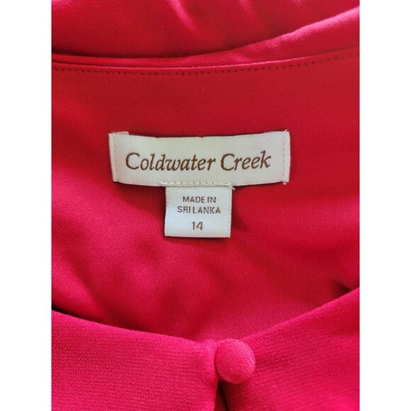 Coldwater Creek Women 14 Red Knee-Length Flutter Sleeve Dress Keyhole Neck Sleek - Picture 3 of 16